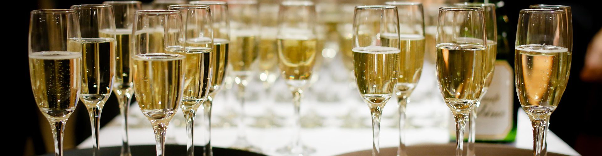 Tray of champagne flutes